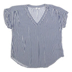 GAP Womens Blue & White Striped Top Short Sleeve V-Neck M Lightweight Casual