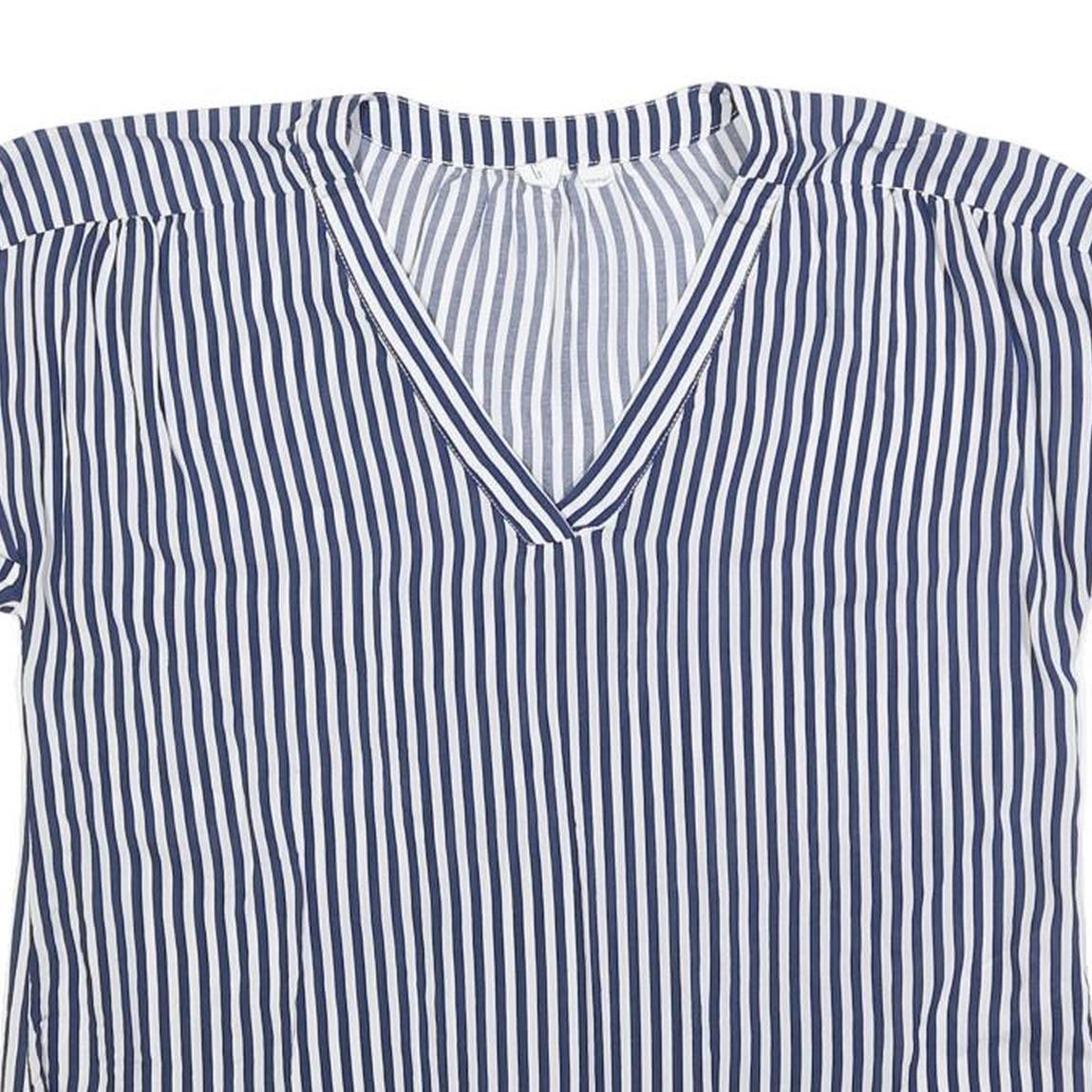 GAP Womens Blue & White Striped Top Short Sleeve V-Neck M Lightweight Casual