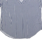 GAP Womens Blue & White Striped Top Short Sleeve V-Neck M Lightweight Casual