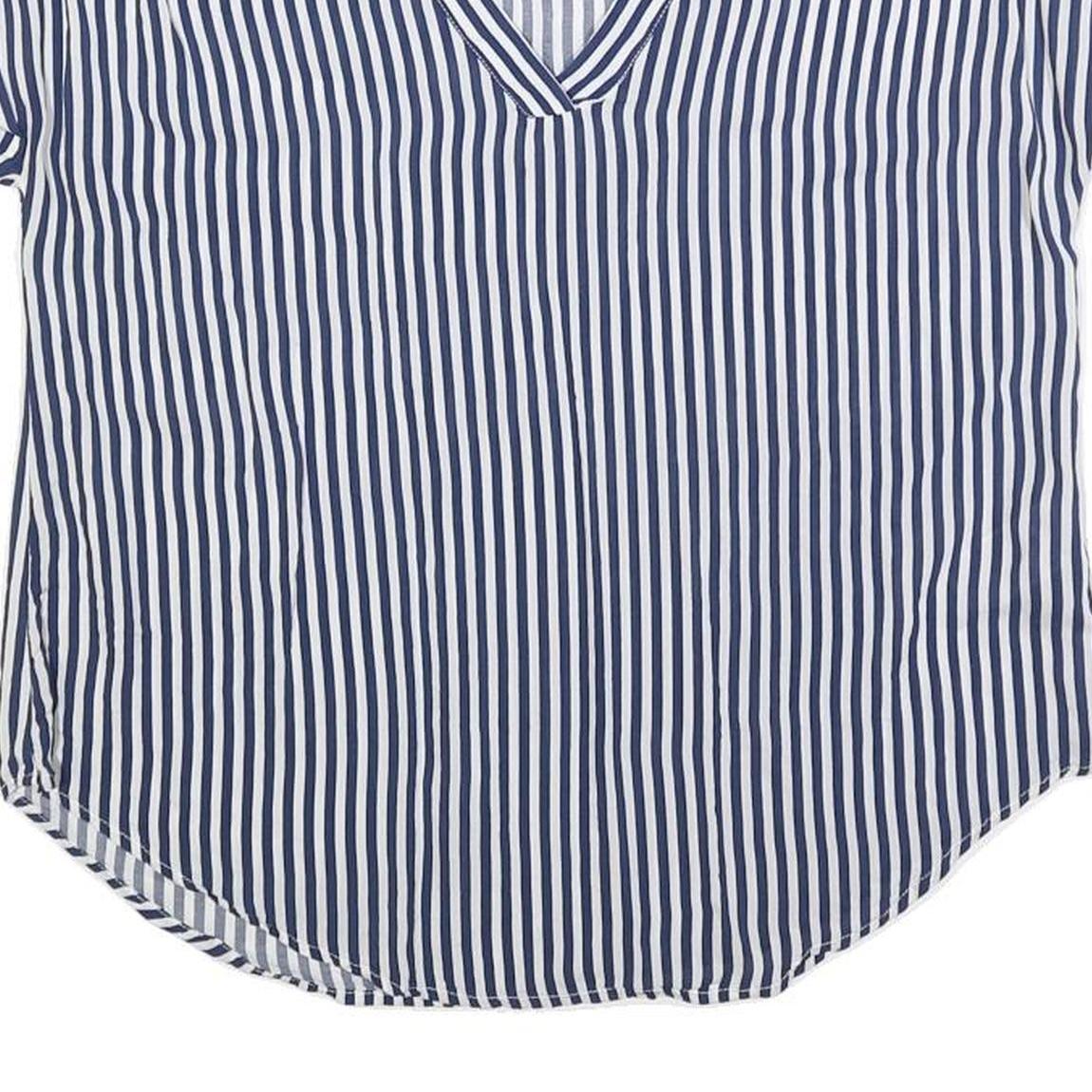 GAP Womens Blue & White Striped Top Short Sleeve V-Neck M Lightweight Casual