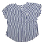GAP Womens Blue & White Striped Top Short Sleeve V-Neck M Lightweight Casual