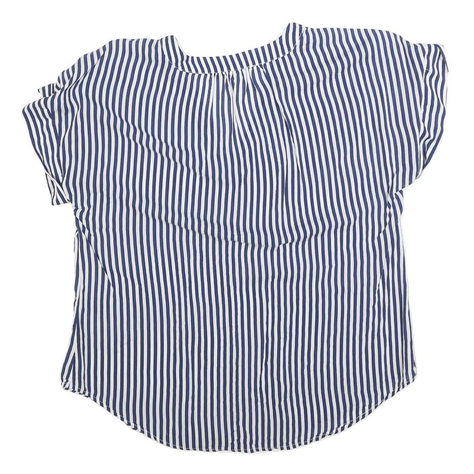 GAP Womens Blue & White Striped Top Short Sleeve V-Neck M Lightweight Casual