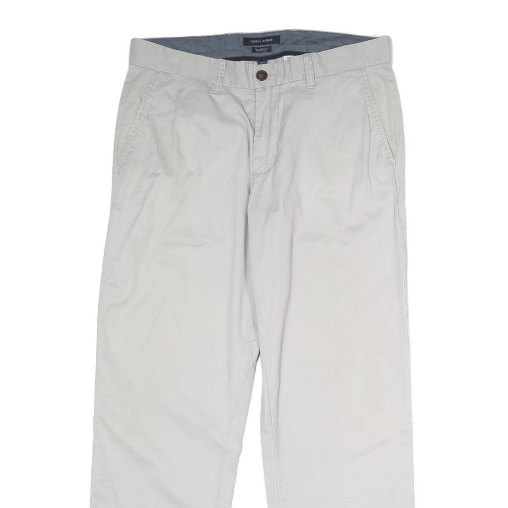 TOMMY HILFIGER Mens Cotton Blend White Regular Straight Trousers W32 L30 Classic