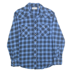 WRANGLER Mens Blue & Black Check Shirt L Western Cotton Long Sleeve Casual
