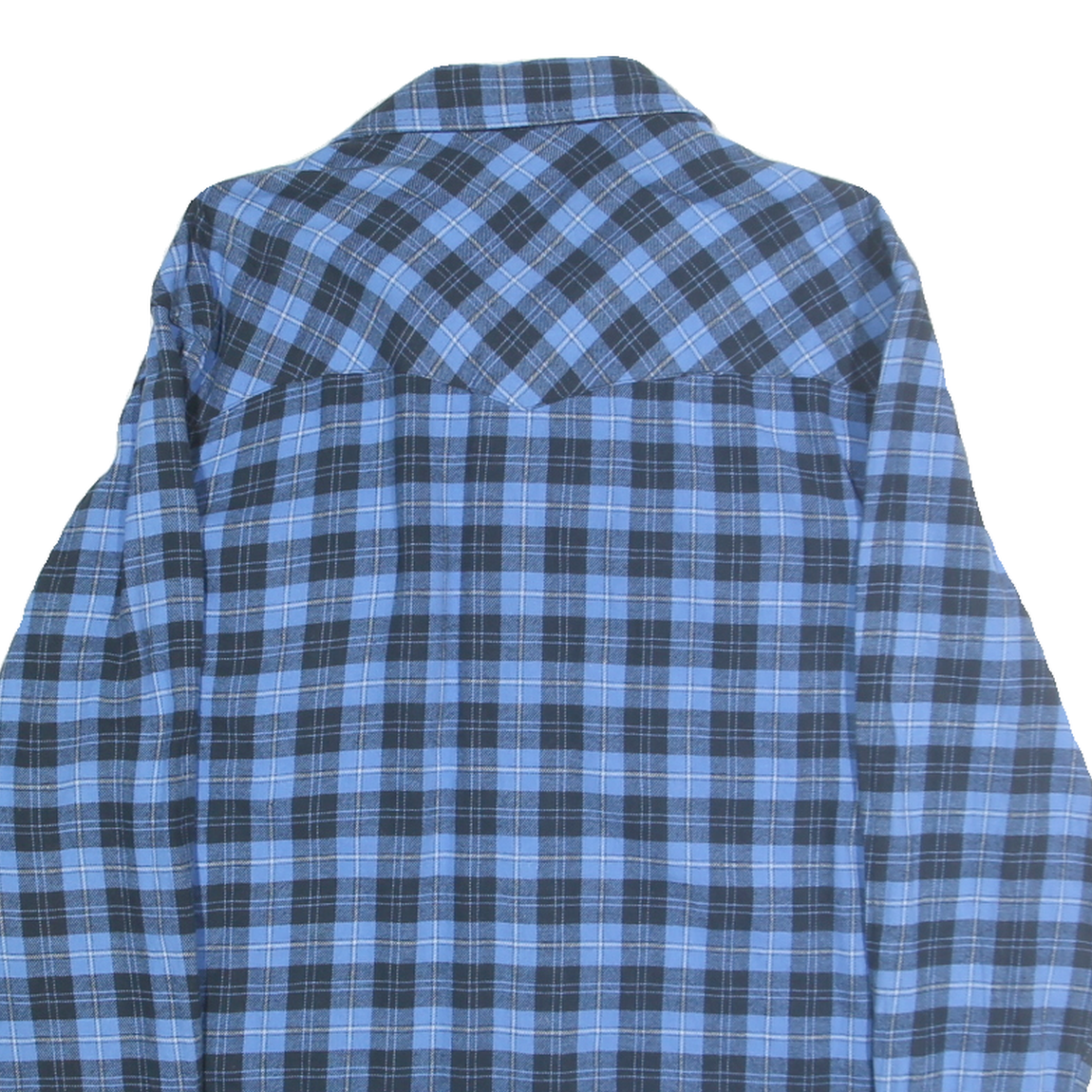 WRANGLER Mens Blue & Black Check Shirt L Western Cotton Long Sleeve Casual
