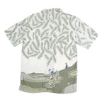 CHEROKEE Mens White & Green Golf Print Cotton Blend Shirt M Casual Short Sleeve