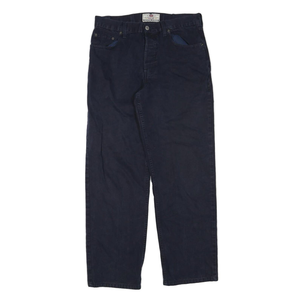 LEVI'S Mens Cotton Blend Black Regular Straight Trousers W30 L30 Classic Zip