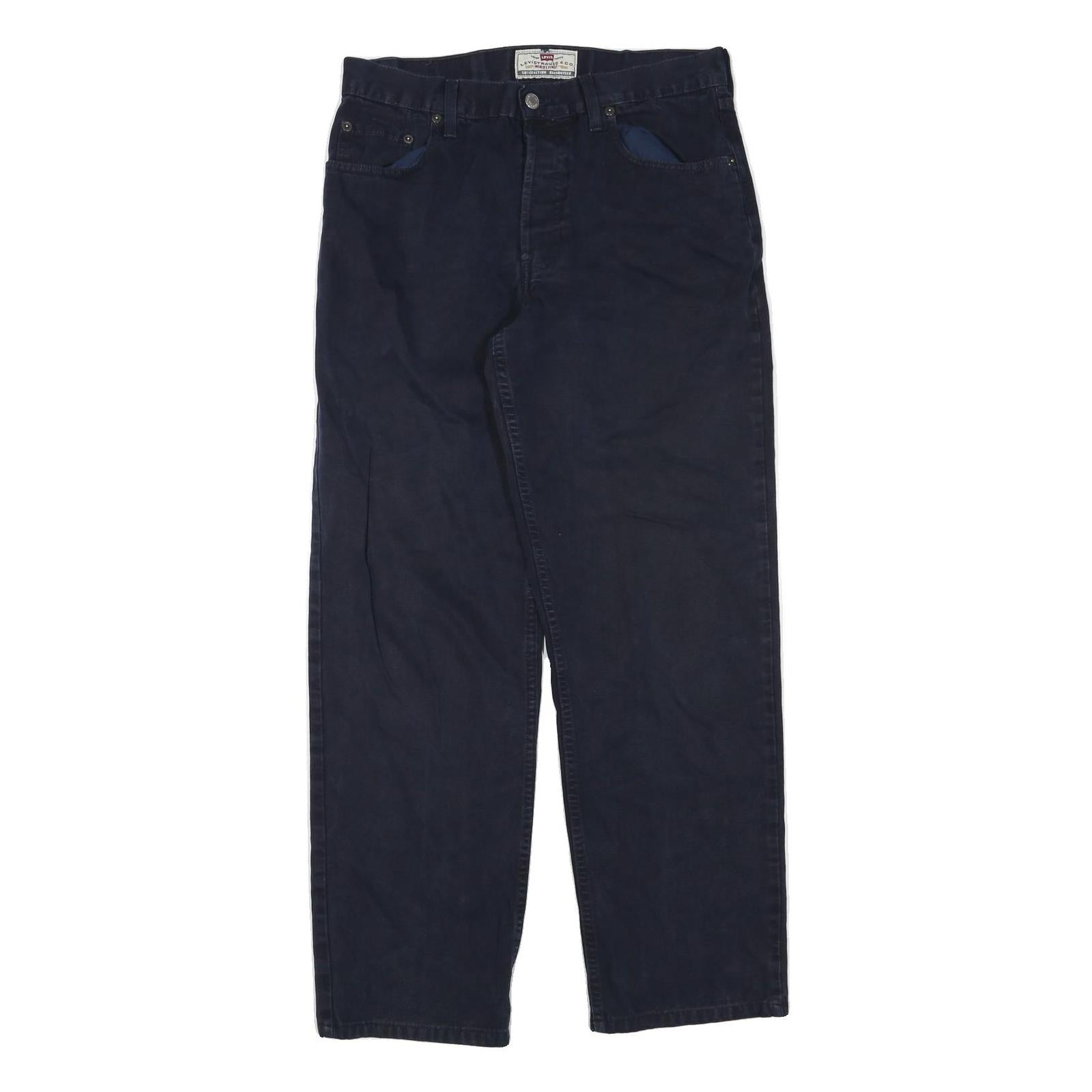 LEVI'S Mens Cotton Blend Black Regular Straight Trousers W30 L30 Classic Zip