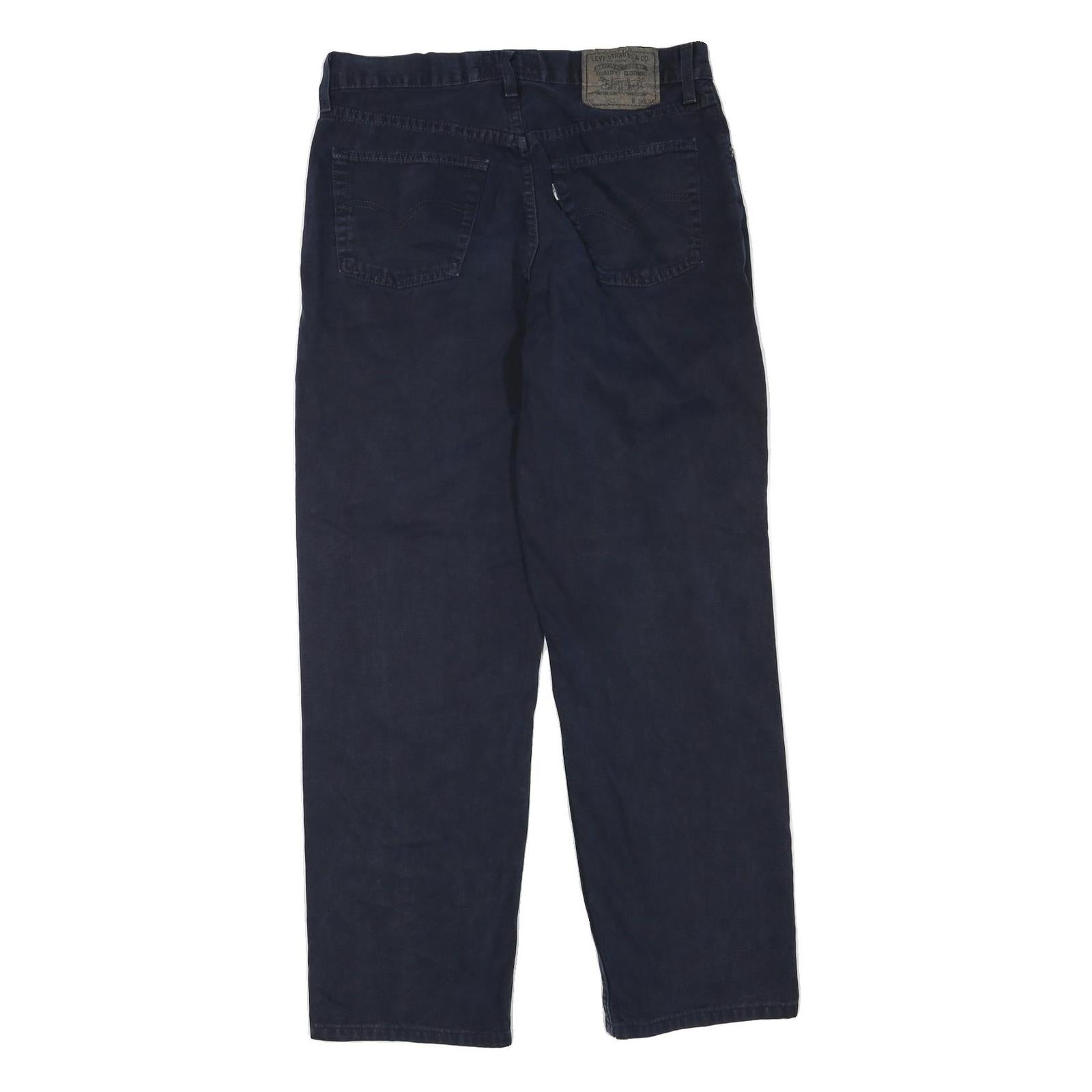 LEVI'S Mens Cotton Blend Black Regular Straight Trousers W30 L30 Classic Zip