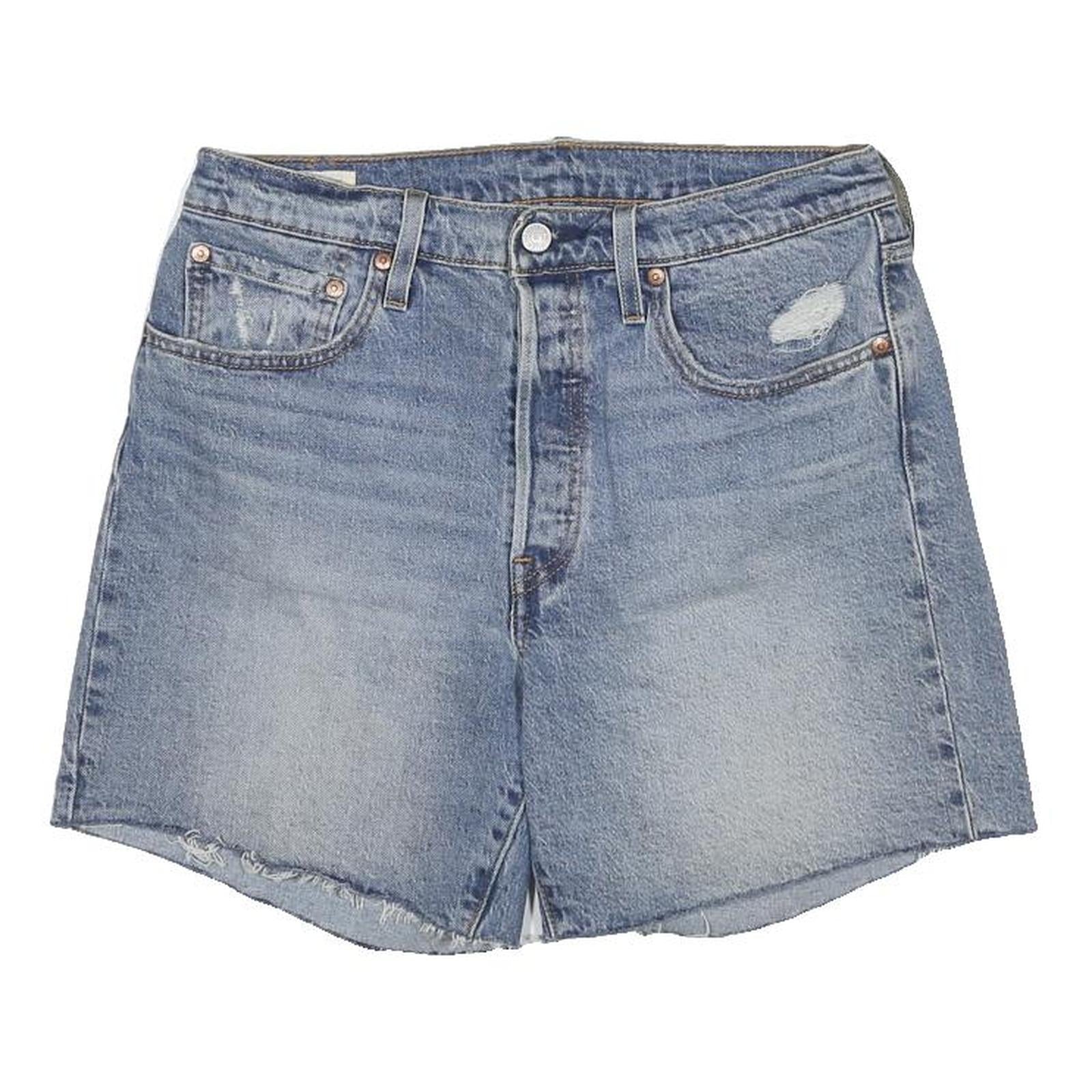 LEVI'S Womens Denim Blue Casual Shorts L W32 Distressed Cotton Blend