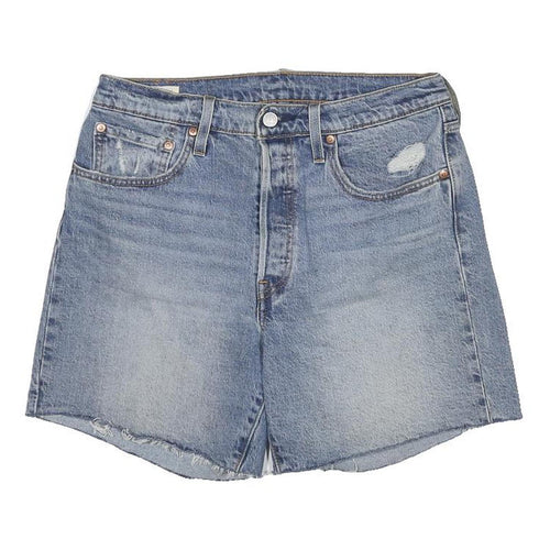 LEVI'S Womens Denim Blue Casual Shorts L W32 Distressed Cotton Blend