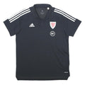 ADIDAS Mens Black Short Sleeve Plain L Cotton Blend Polo Shirt Football Logo