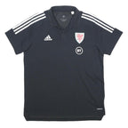 ADIDAS Mens Black Short Sleeve Plain L Cotton Blend Polo Shirt Football Logo
