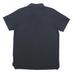 ADIDAS Mens Black Short Sleeve Plain L Cotton Blend Polo Shirt Football Logo