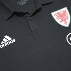 ADIDAS Mens Black Short Sleeve Plain L Cotton Blend Polo Shirt Football Logo