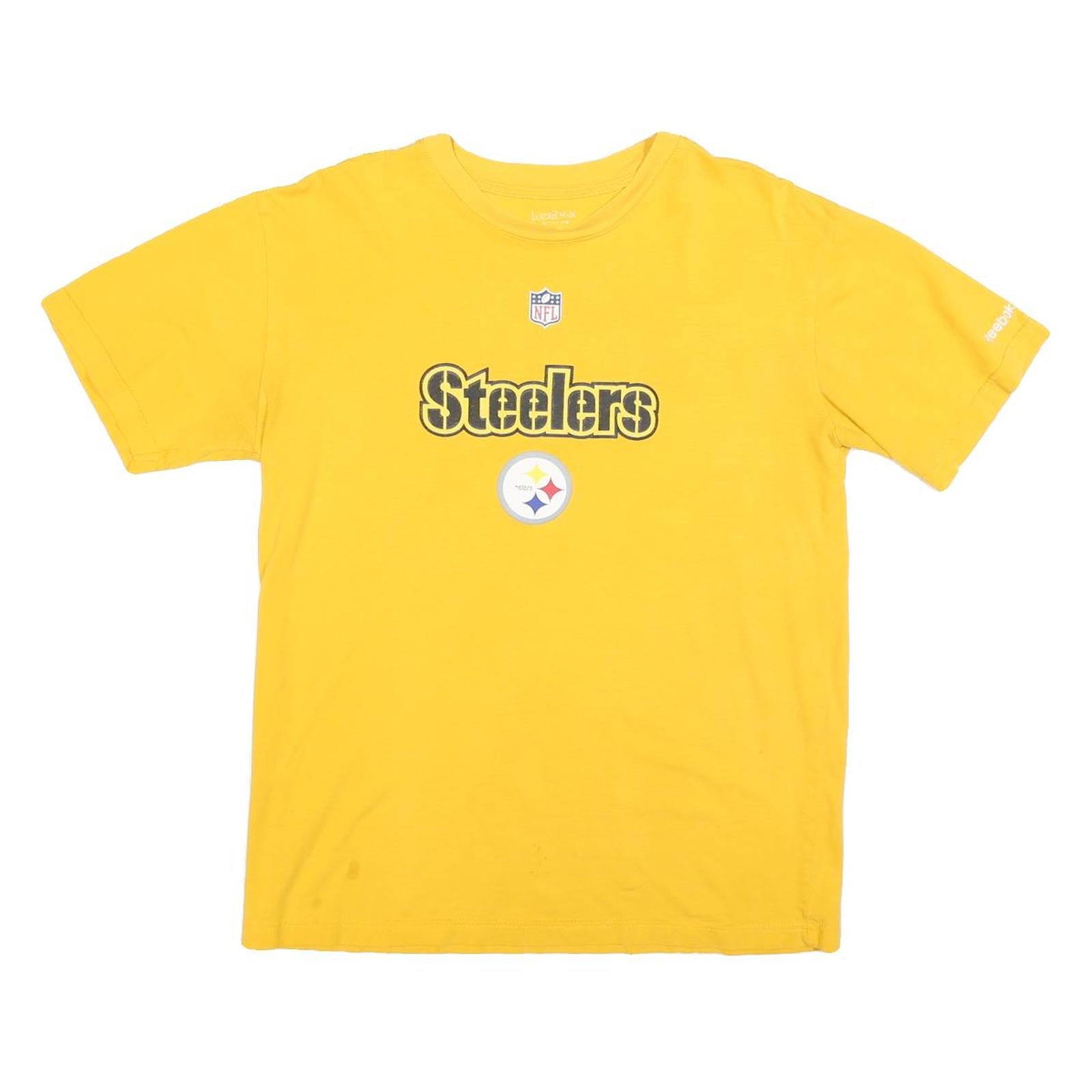REEBOK Mens Yellow Steelers Graphic T-Shirt S Short Sleeve Crew Neck NFL