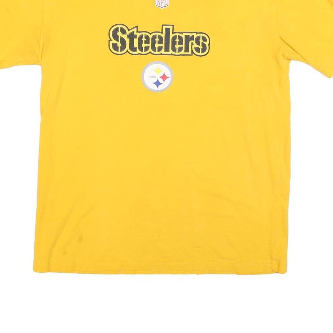 REEBOK Mens Yellow Steelers Graphic T-Shirt S Short Sleeve Crew Neck NFL