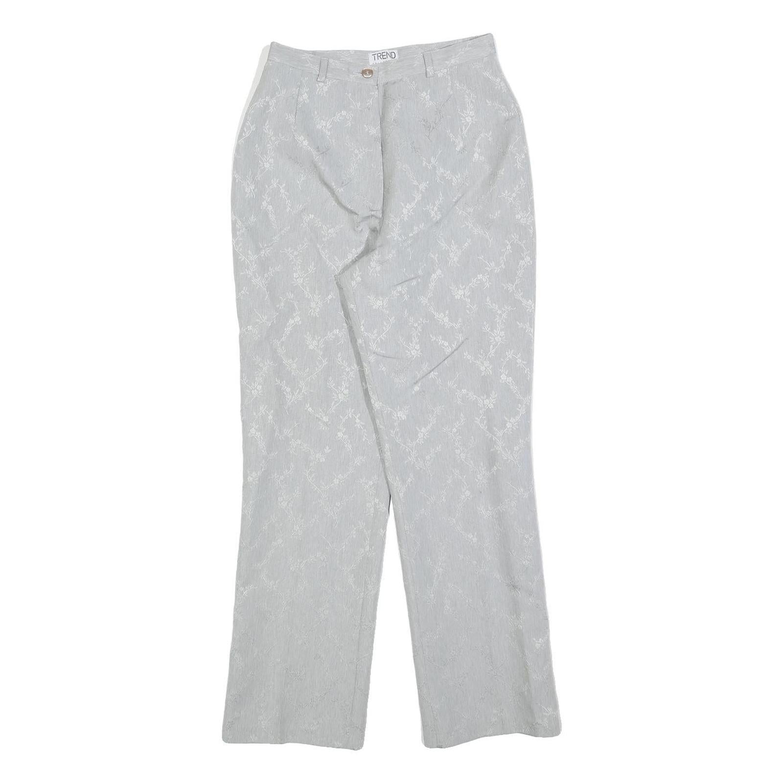 TREND Womens Polyester Blend Grey Regular Fit Straight Leg Trousers W25 L28