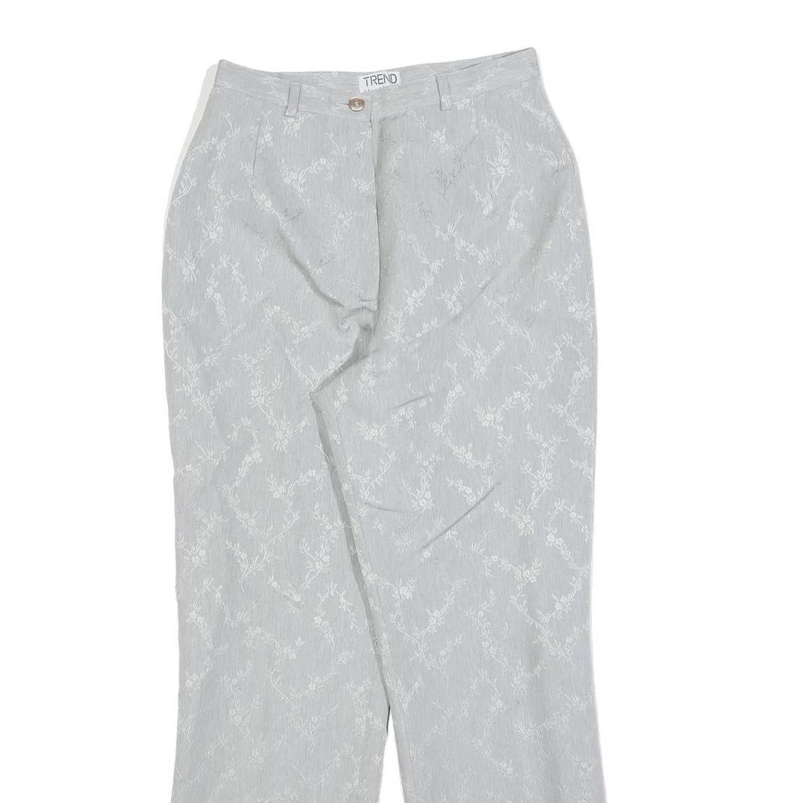 TREND Womens Polyester Blend Grey Regular Fit Straight Leg Trousers W25 L28