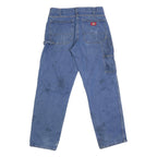 DICKIES Mens Jeans Blue Regular Straight Denim W30 L31 Workwear Zip Closure