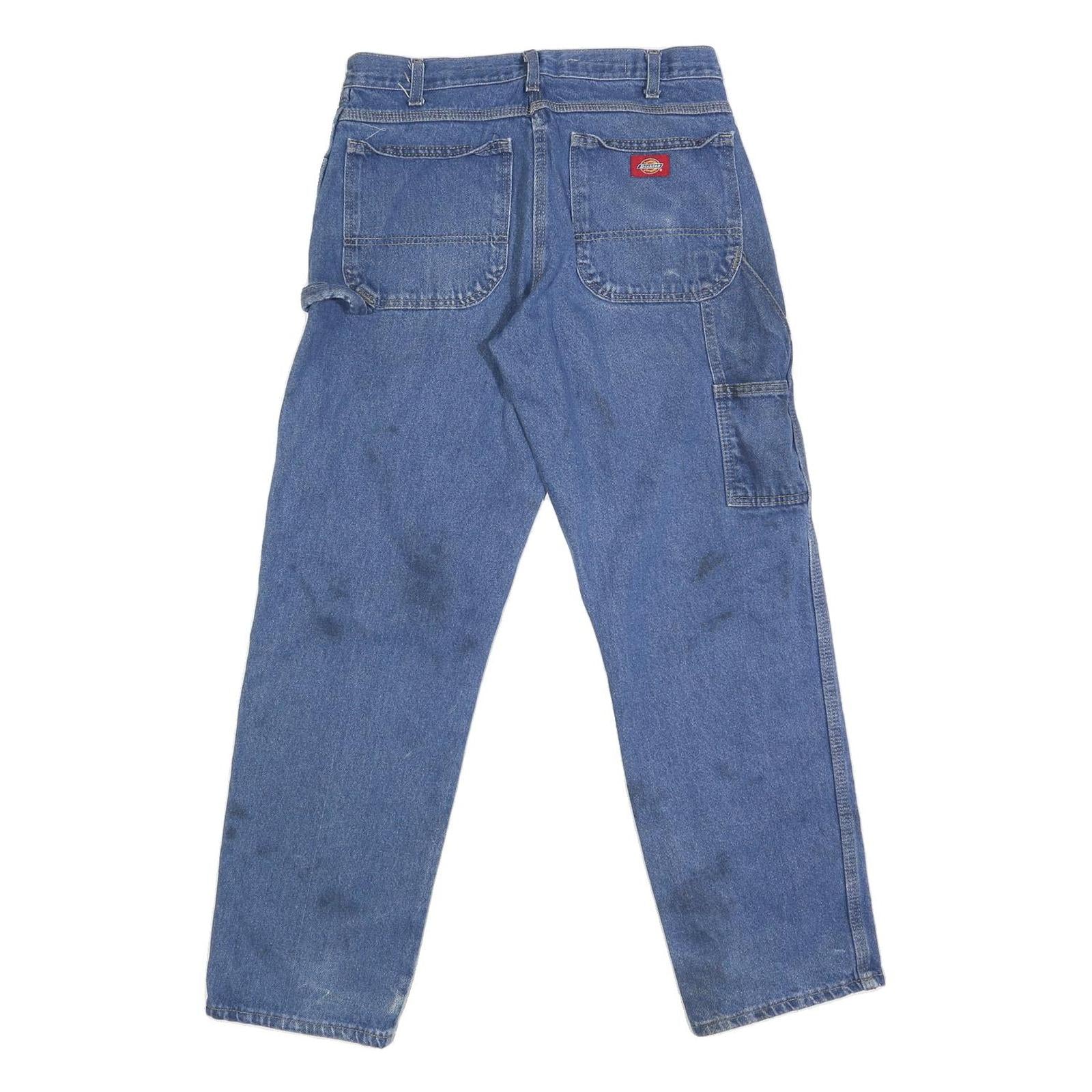 DICKIES Mens Jeans Blue Regular Straight Denim W30 L31 Workwear Zip Closure