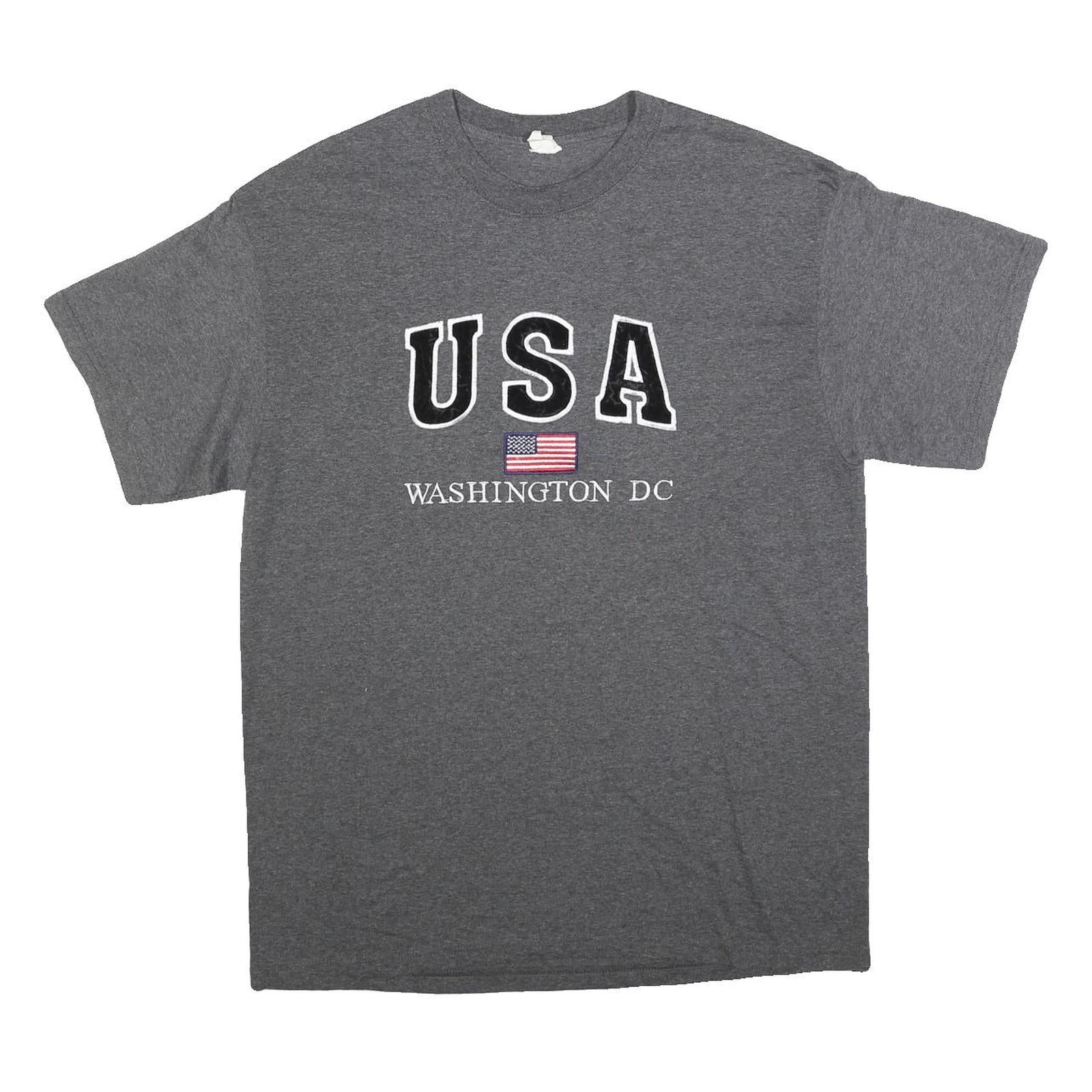 Mens Grey USA Washington DC Graphic T-Shirt L Short Sleeve Crew Neck Casual