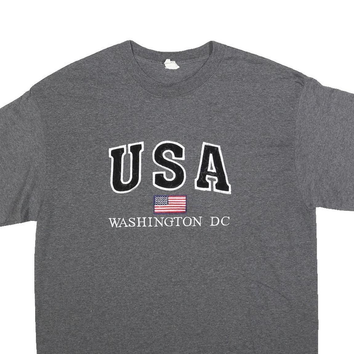 Mens Grey USA Washington DC Graphic T-Shirt L Short Sleeve Crew Neck Casual