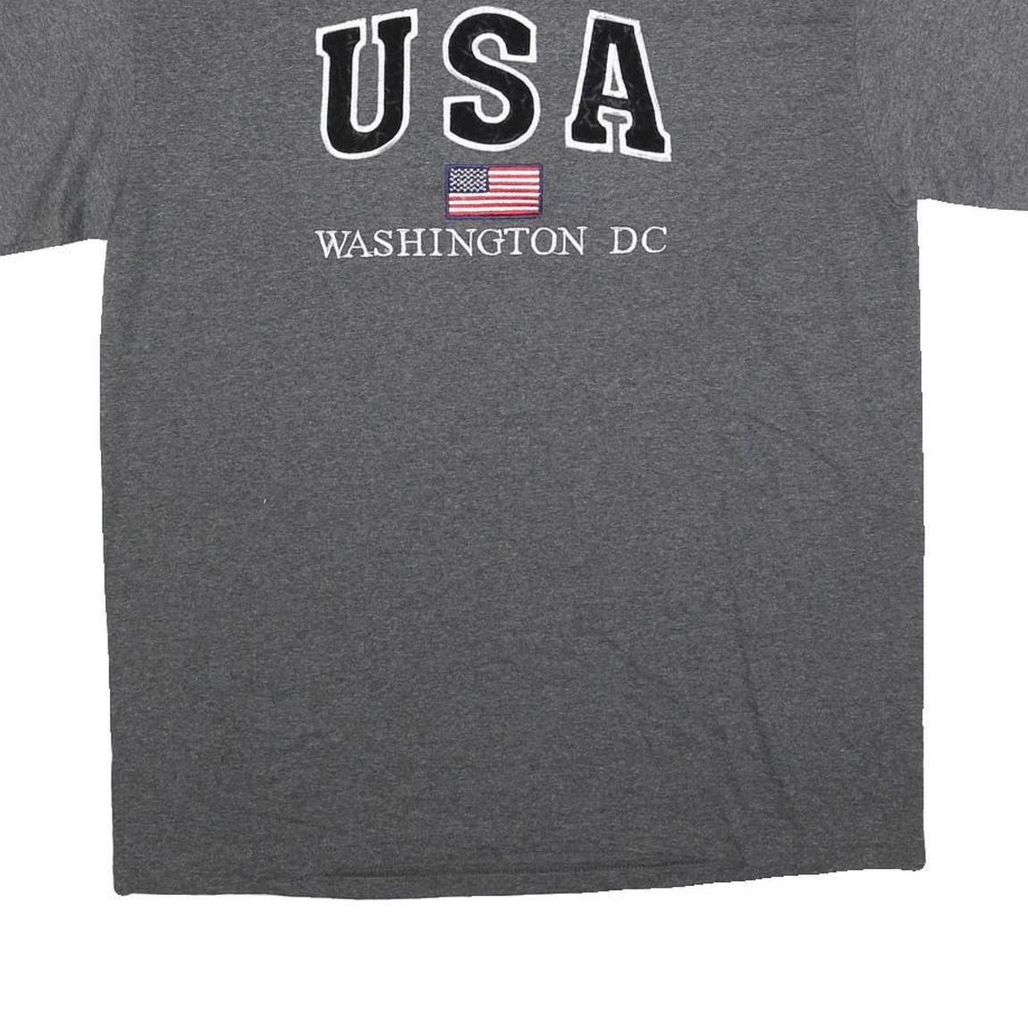 Mens Grey USA Washington DC Graphic T-Shirt L Short Sleeve Crew Neck Casual