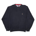 TOMMY HILFIGER Mens Navy Plain Cotton Jumper Crew Neck Basic Knit XL Cotton