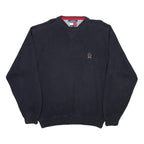 TOMMY HILFIGER Mens Navy Plain Cotton Jumper Crew Neck Basic Knit XL Cotton