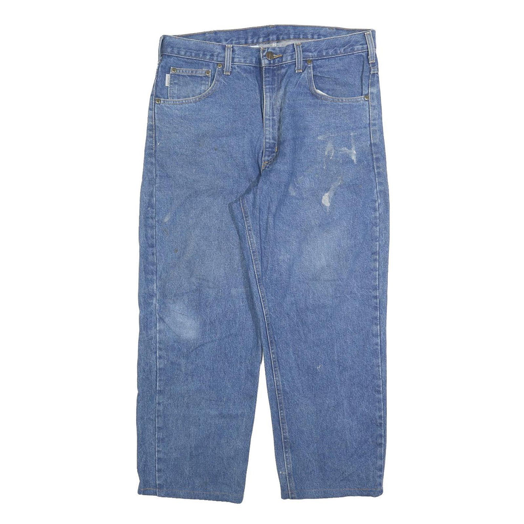 CARHARTT Mens Relaxed Blue Denim Jeans W36 L27 Classic Cotton Blend Zip