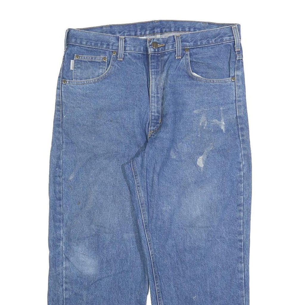 CARHARTT Mens Relaxed Blue Denim Jeans W36 L27 Classic Cotton Blend Zip