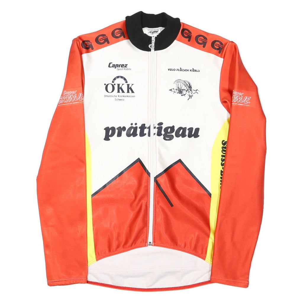 Mens Orange & White Casual Jacket M Polyester Blend Zip Plain Cycling Style