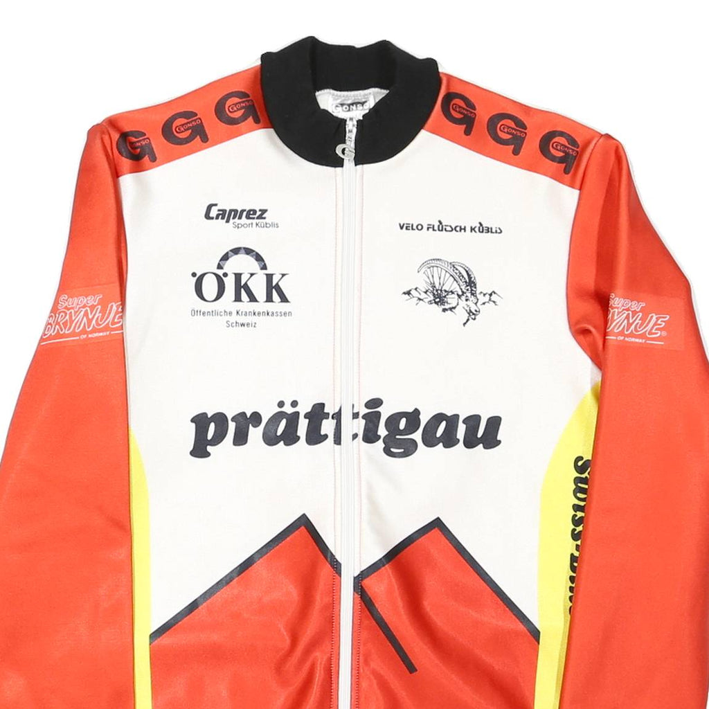 Mens Orange & White Casual Jacket M Polyester Blend Zip Plain Cycling Style