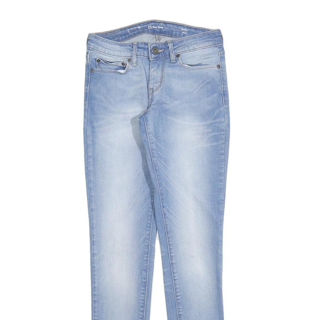 LEVI'S Womens Slim Light Blue Denim Cotton Blend Jeans W25 L32 Stretch Zip