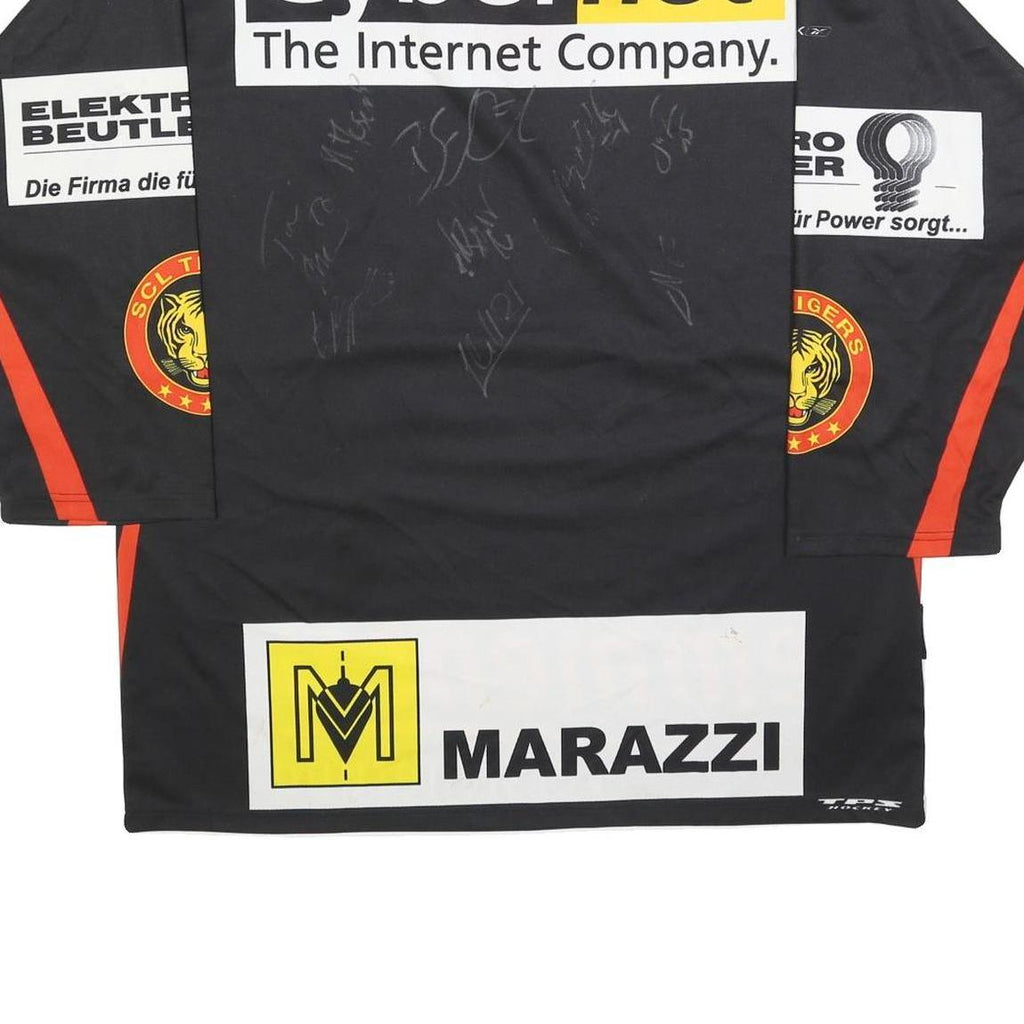 WUTHRICH Mens Black & Red SCL Tigers Hockey T-Shirt L Long Sleeve V-Neck Sports