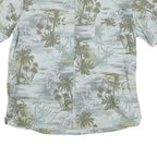 ISLAND SHORES Mens Green & Grey Tropical Print Shirt XL Cotton Blend Summer