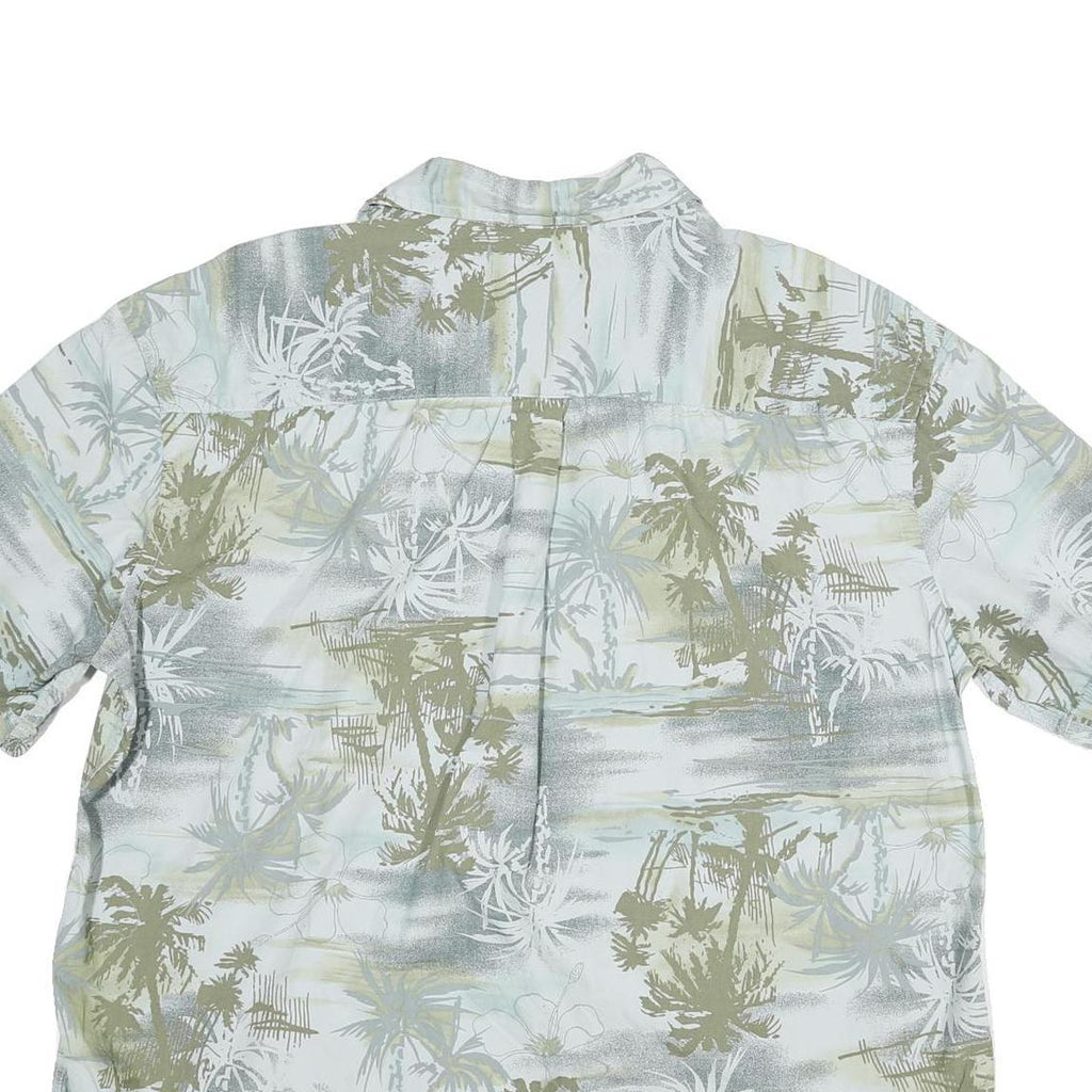 ISLAND SHORES Mens Green & Grey Tropical Print Shirt XL Cotton Blend Summer