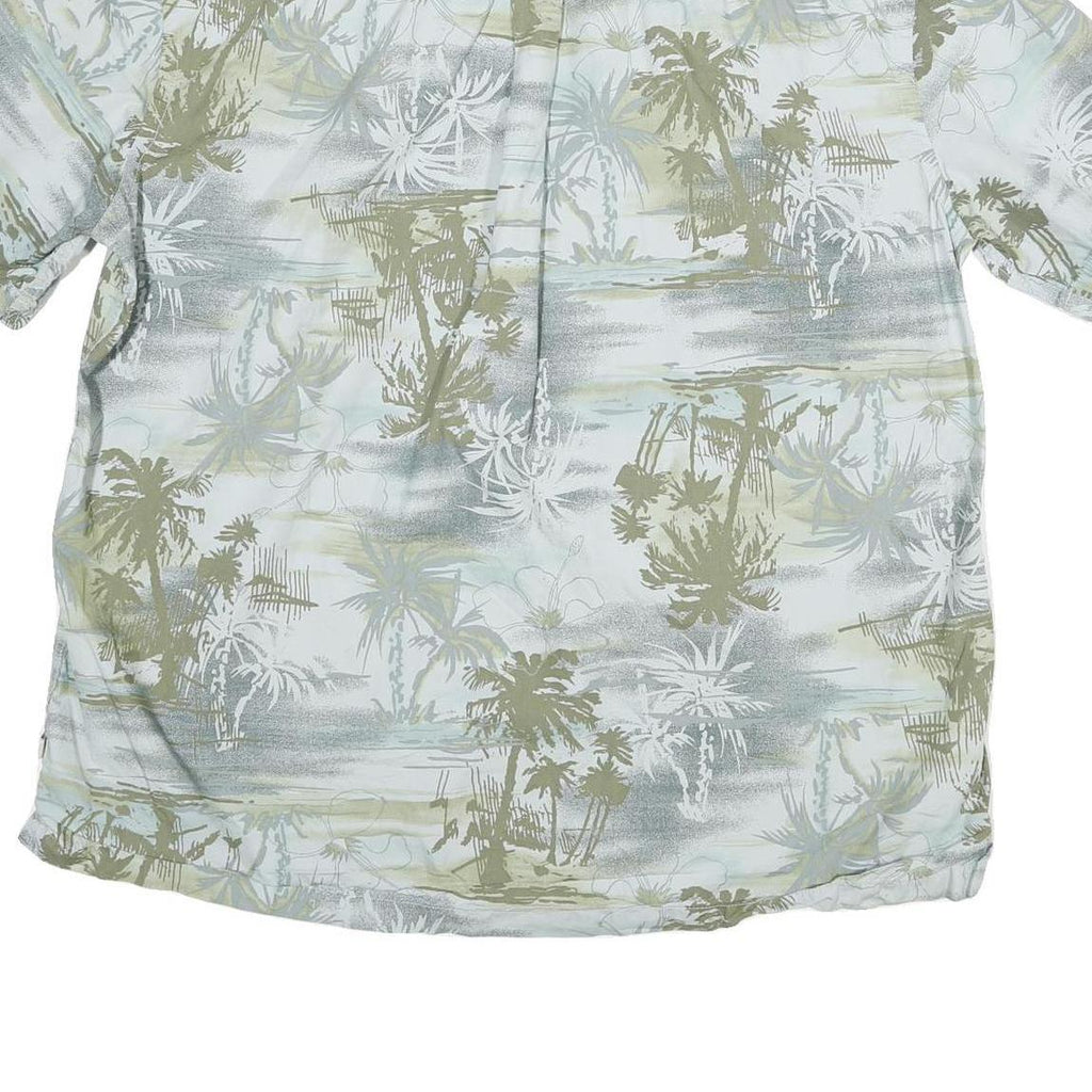 ISLAND SHORES Mens Green & Grey Tropical Print Shirt XL Cotton Blend Summer