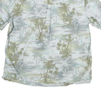 ISLAND SHORES Mens Green & Grey Tropical Print Shirt XL Cotton Blend Summer