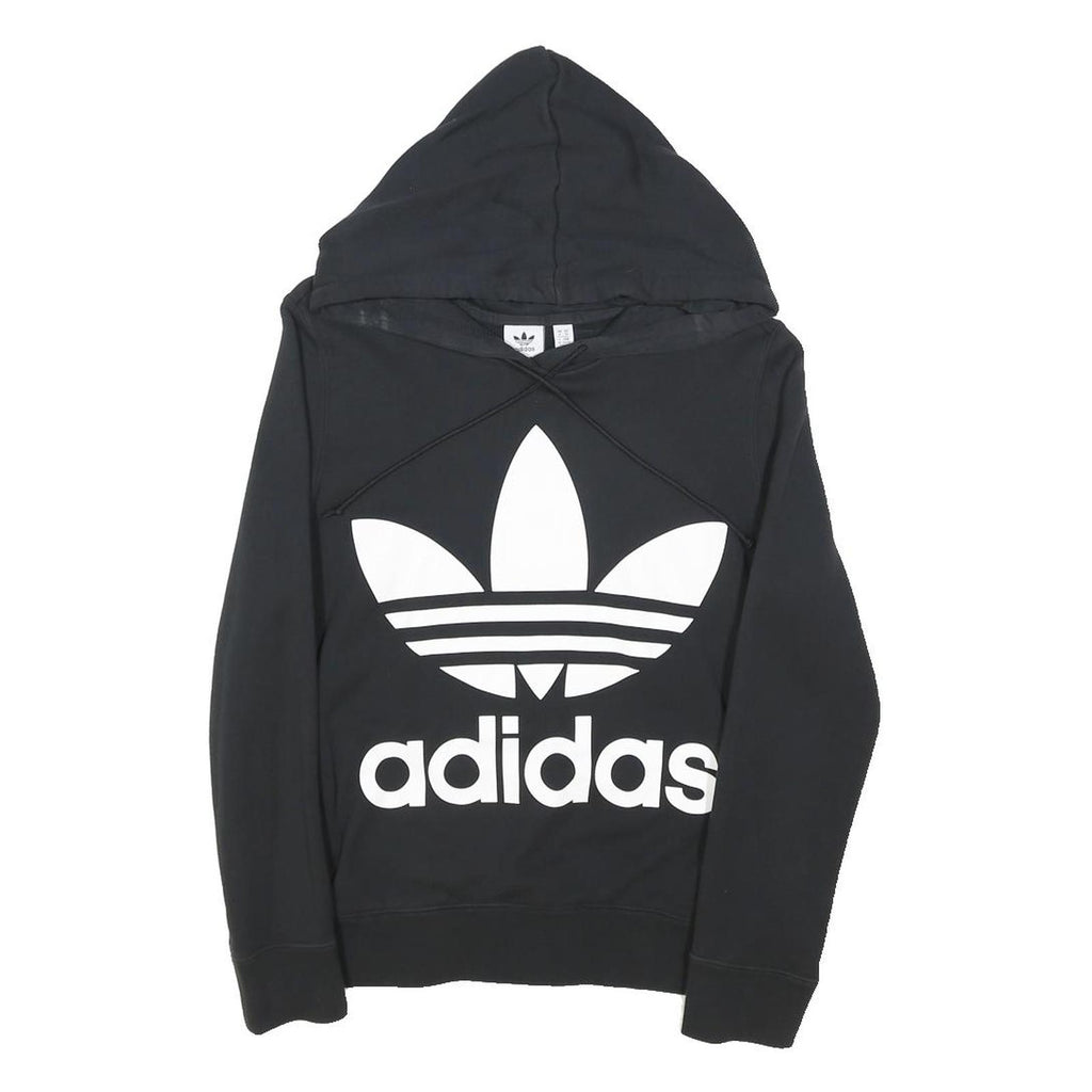 ADIDAS ORIGINALS Womens Black Hoodie UK 6 Cotton Blend Pullover Sportswear