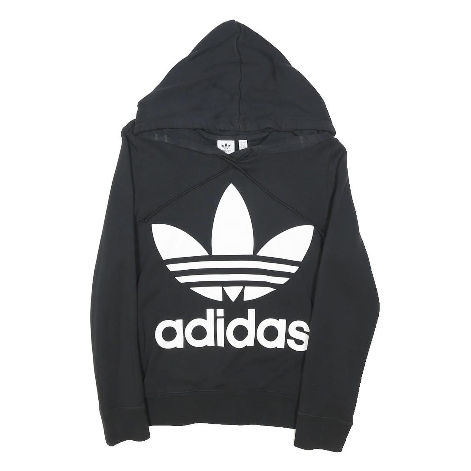 ADIDAS ORIGINALS Womens Black Hoodie UK 6 Cotton Blend Pullover Sportswear