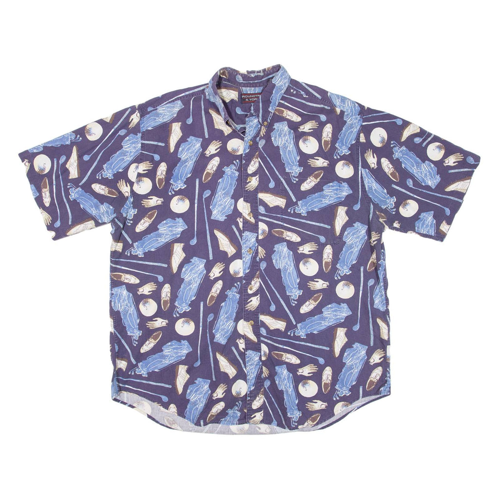 ROUNDTREE & YORKE Mens Shirt Blue Crazy Pattern XL