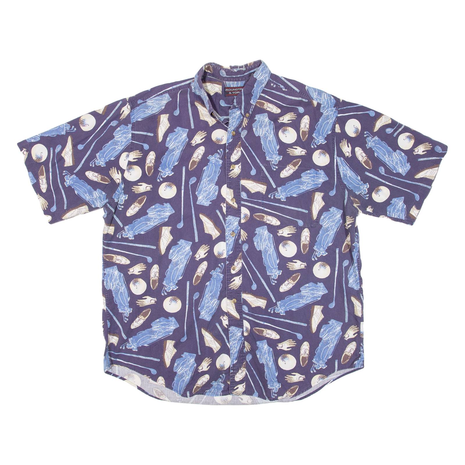 ROUNDTREE & YORKE Mens Shirt Blue Crazy Pattern XL