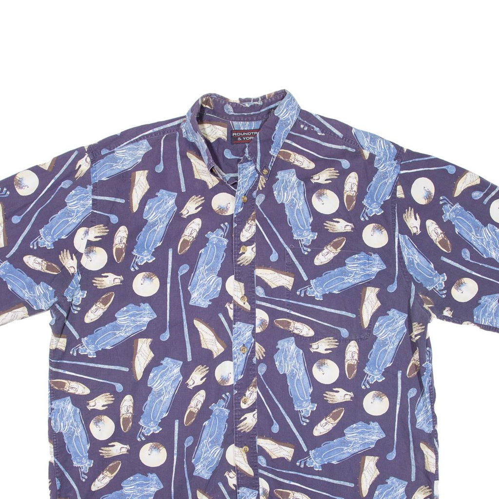 ROUNDTREE & YORKE Mens Shirt Blue Crazy Pattern XL