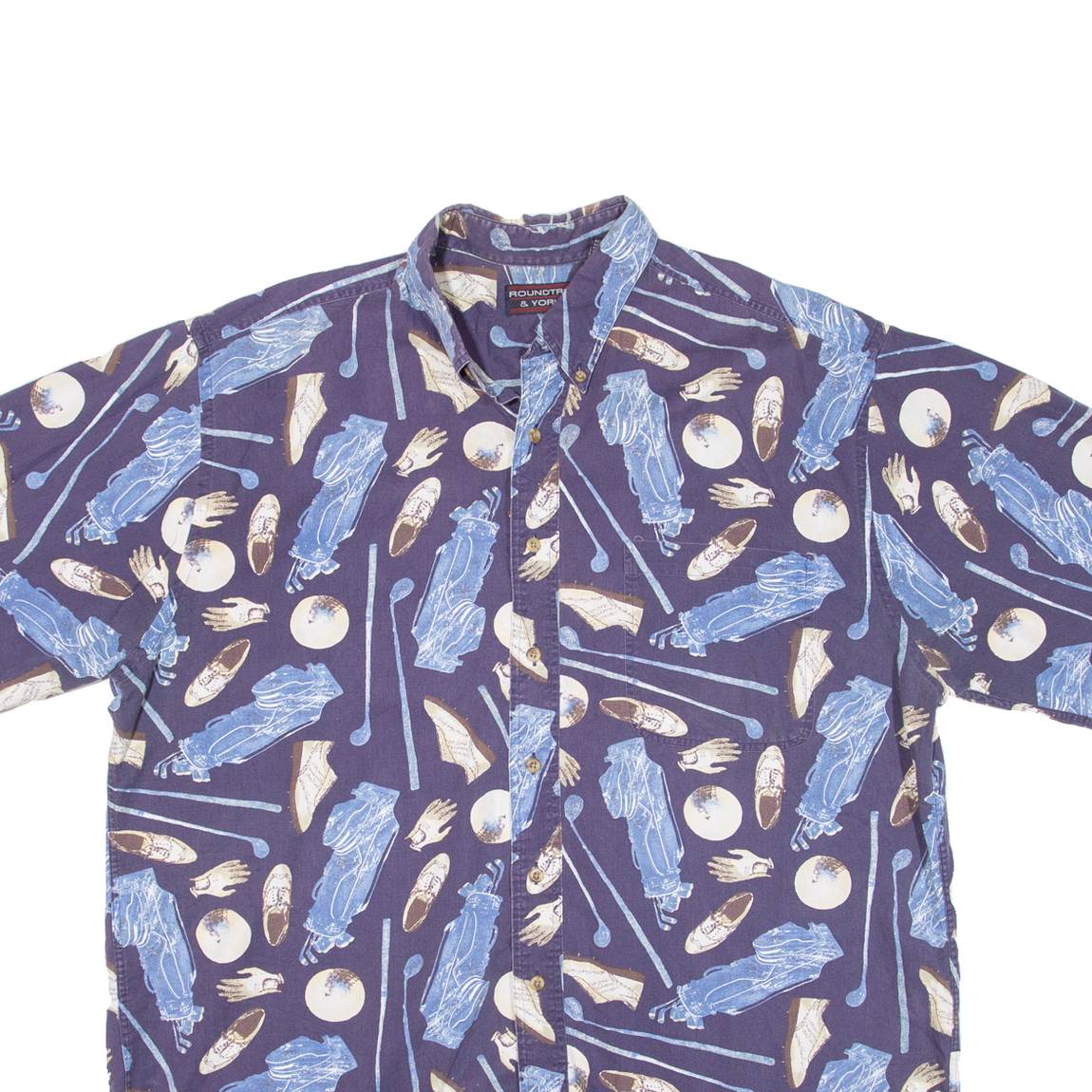 ROUNDTREE & YORKE Mens Shirt Blue Crazy Pattern XL