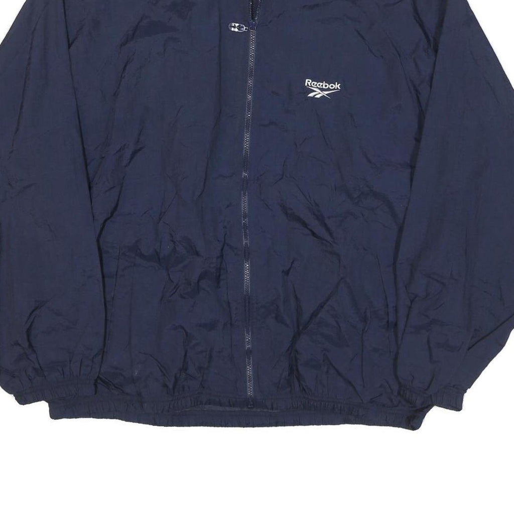 REEBOK Mens Navy Blue Training Zip Jacket XL Nylon Plain Sportswear