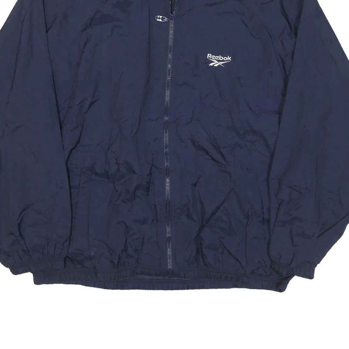 REEBOK Mens Navy Blue Training Zip Jacket XL Nylon Plain Sportswear