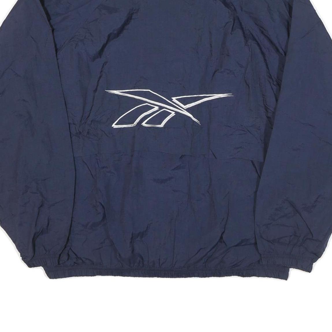 REEBOK Mens Navy Blue Training Zip Jacket XL Nylon Plain Sportswear