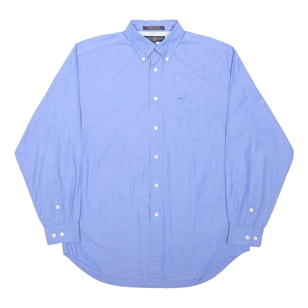 TOMMY HILFIGER Mens Blue Cotton Shirt M Button Down Collar Chest Pocket
